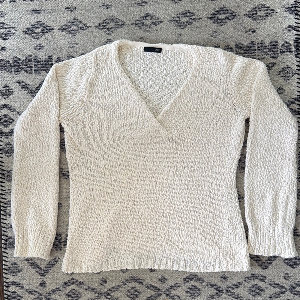 J. Crew Cream V-Neck Sweater